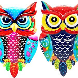Metal Owl Wall Art 13.8 Inch 3D Garden Decor for Outdoor‎ Patio Fence Backyard